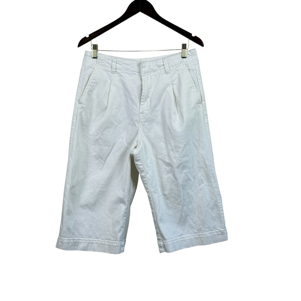 PILCRO High-Rise Pleated Culotte Jean Shorts Women's‎ Size 30 White